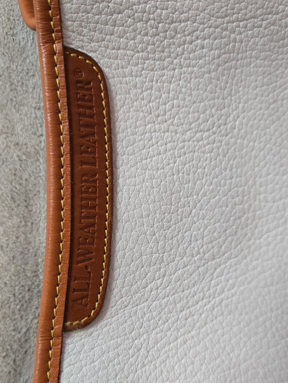 White and Tan Leather Dooney And Bourke Crossbody All Weather Leather Bag - Picture 7 of 11
